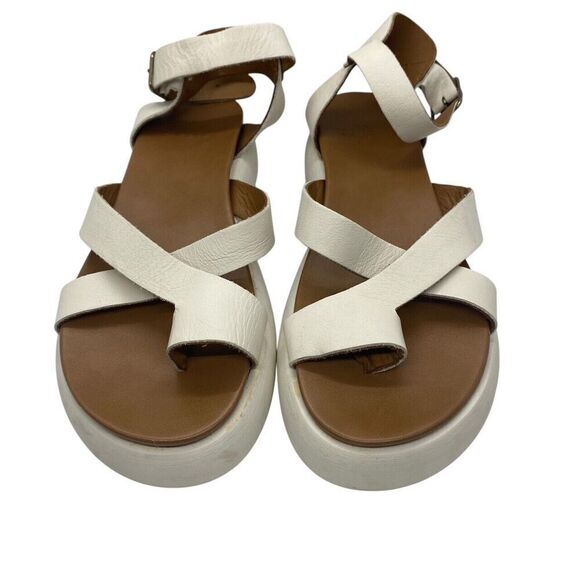 Varese Ivory Toe Ring Platform Sandals Ankle Strap Modern Chunky Size 38 / 7.5 - Picture 5 of 14